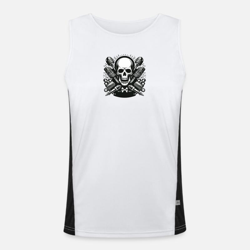 Biker Skull Design 3 Men's Functional Contrast Tank Top 