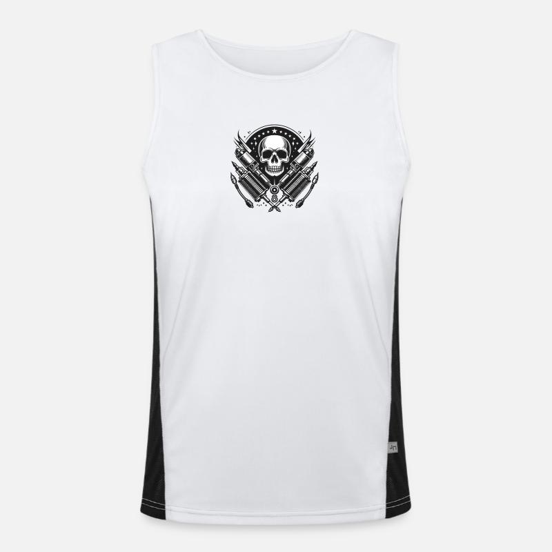Biker Skull Design 1 Men's Functional Contrast Tank Top 