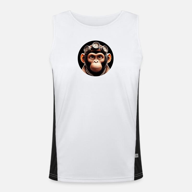 Affe Zeitreisender Zeitreise Funktionelles Kontrast-Tank Top für Männer 