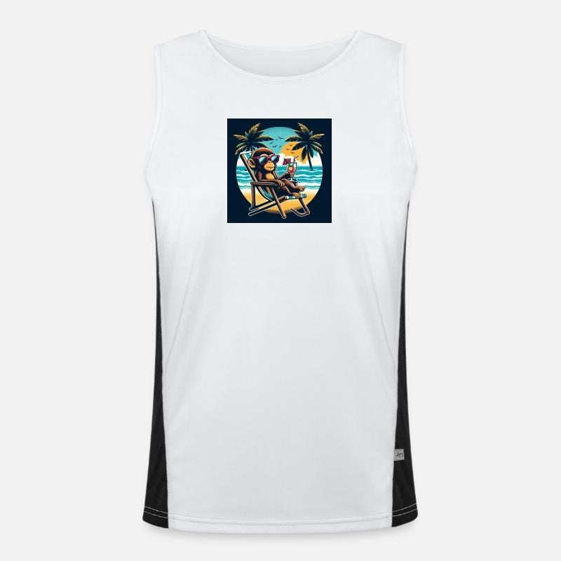 Beach Monkey - Men's Functional Contrast Tank Top  - white/black