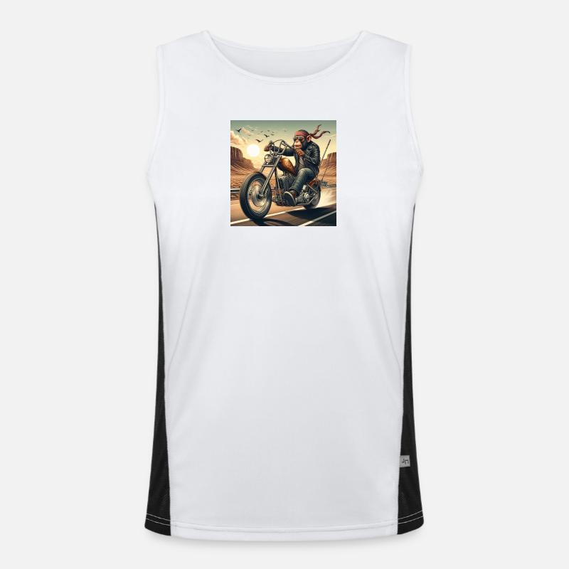 Cool monkey on a chopper - Men's Functional Contrast Tank Top  - white/black