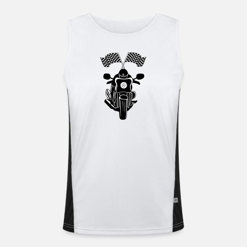 Course de motos Deux drapeaux Débardeur respirant contrasté Homme 