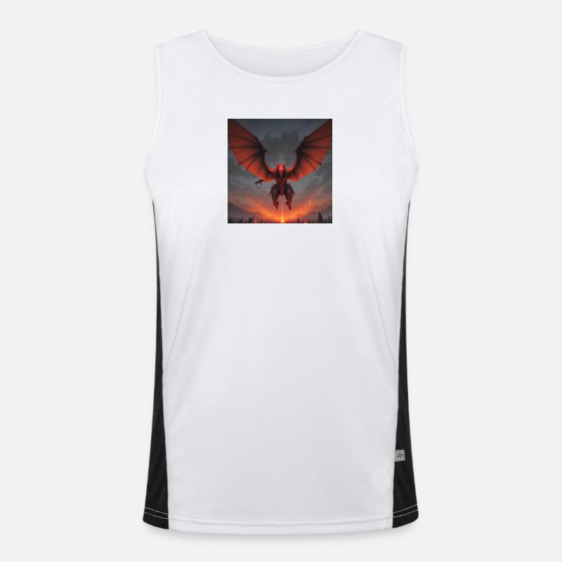 Rotdrache im Lavastrom Funktionelles Kontrast-Tank Top für Männer 