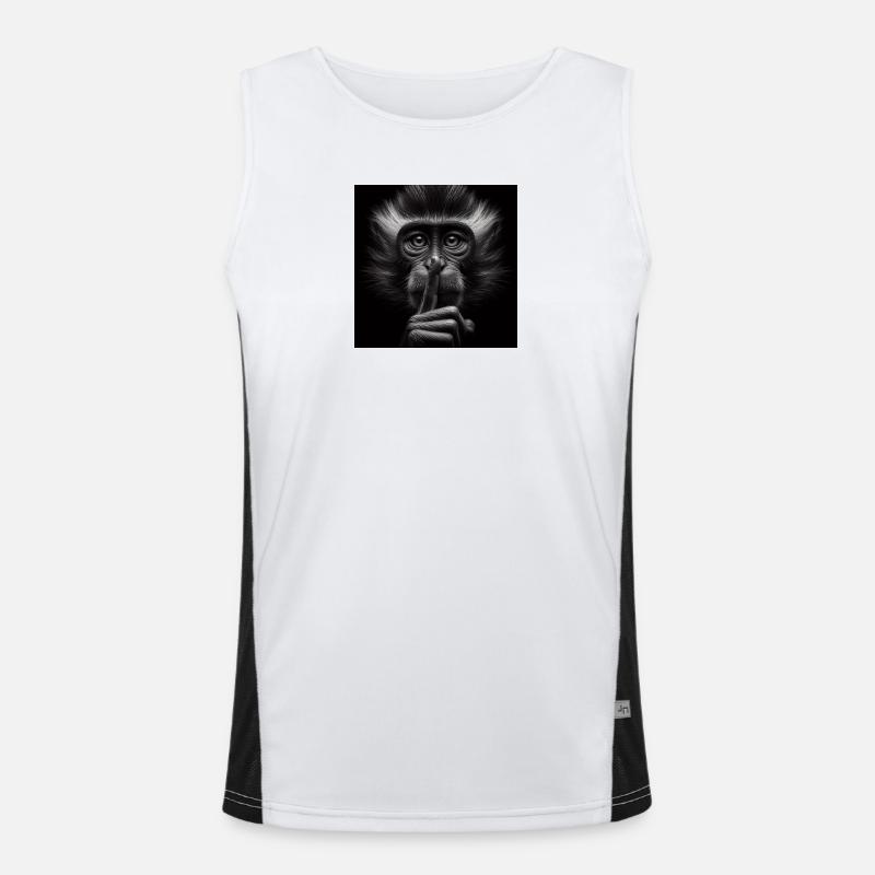 A Silent Monkey - Men's Functional Contrast Tank Top  - white/black