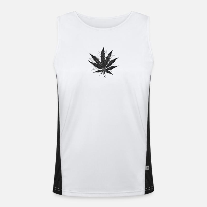 Monochrome Hemp Leaf Silhouette - Men's Functional Contrast Tank Top - white/black