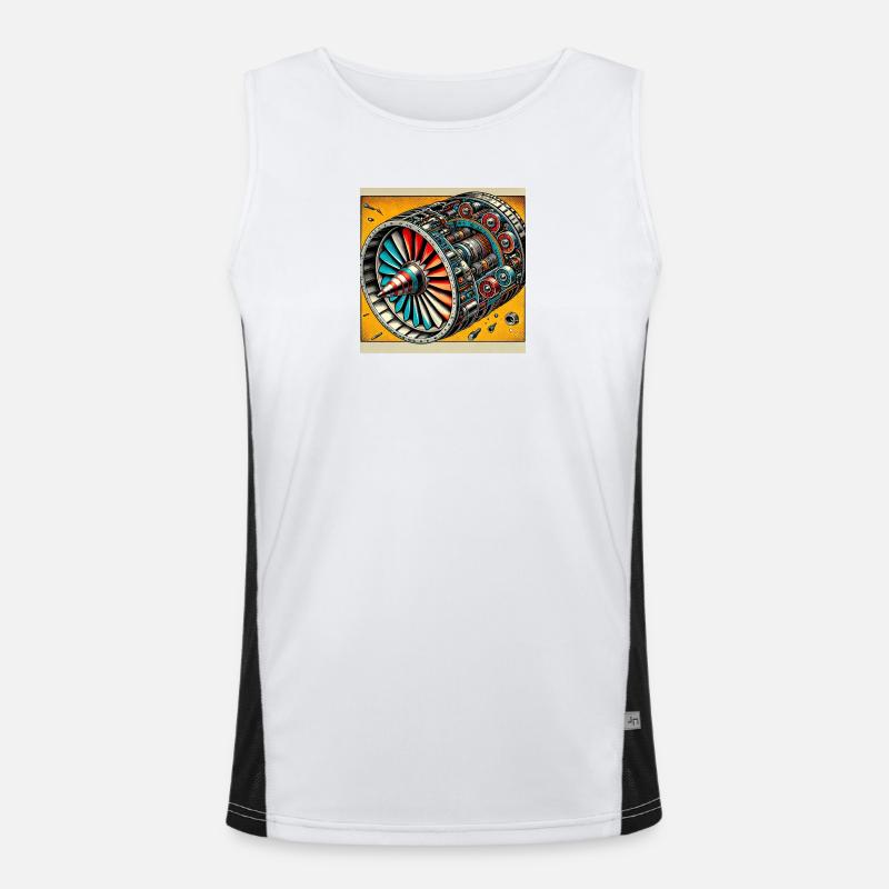 Turbine Unleashed: Comic Art - Flugzeug Turbine Funktionelles Kontrast-Tank Top für Männer 