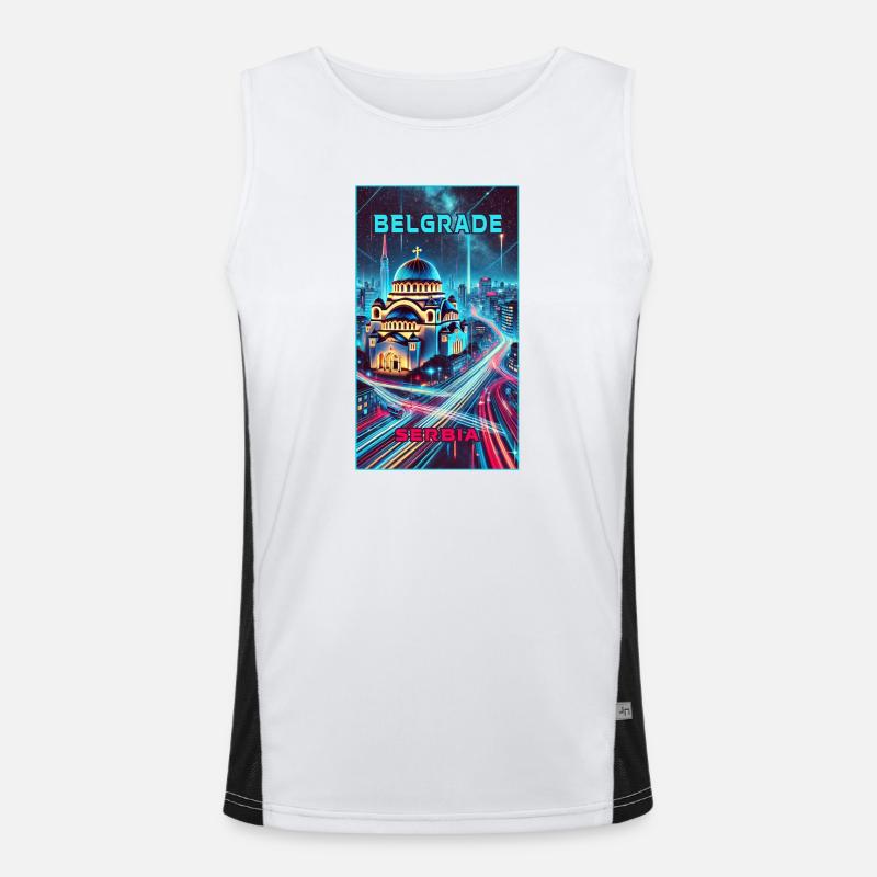 Belgrad Serbien Skyline Design Funktionelles Kontrast-Tank Top für Männer 