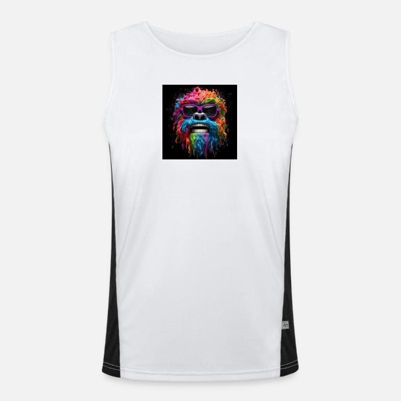 Psychedelic gorilla with sunglasses Men's Functional Contrast Tank Top 