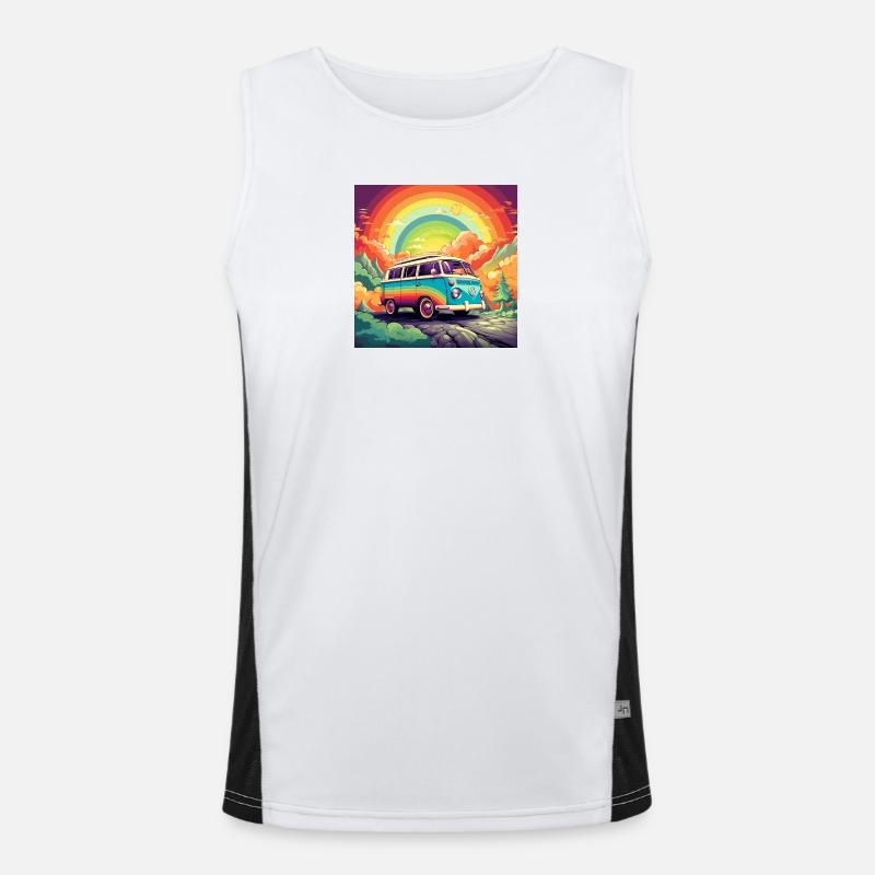 Rainbow Bus Retro Trip Men's Functional Contrast Tank Top 