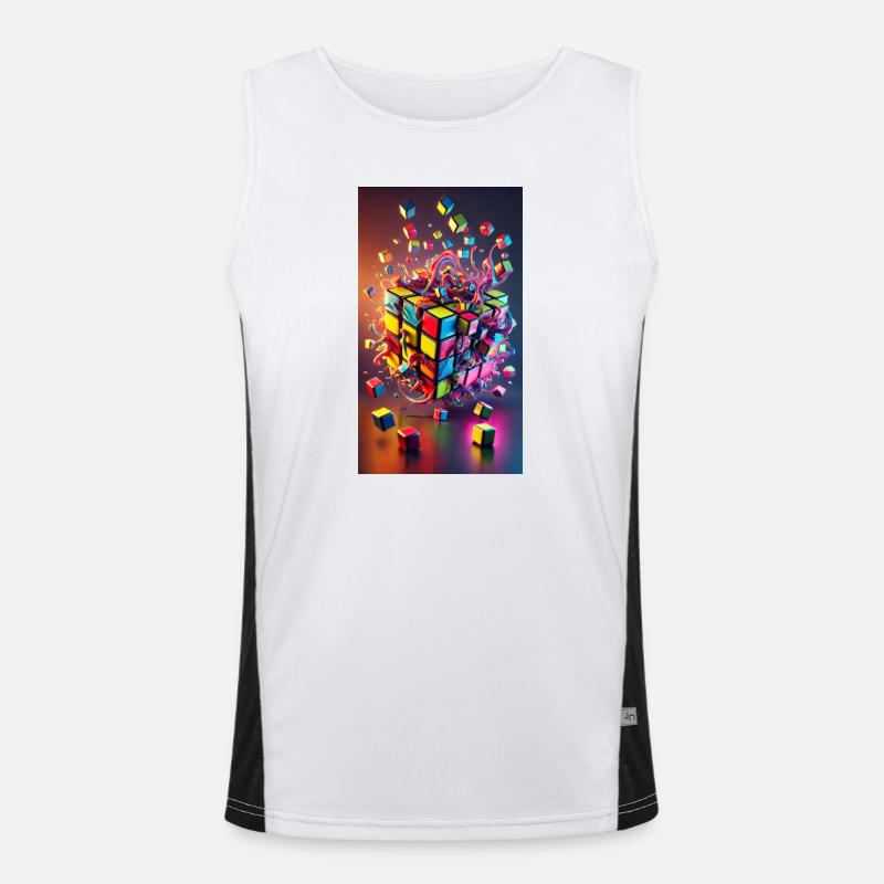 Color Explosion Cube Men's Functional Contrast Tank Top 