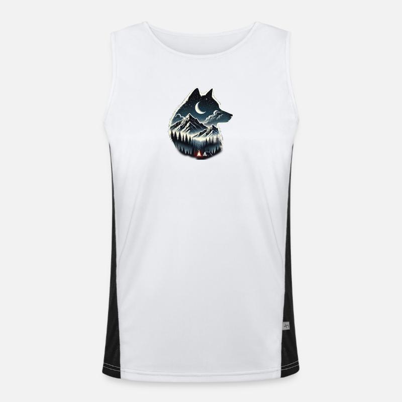 wolf - Men's Functional Contrast Tank Top  - white/black