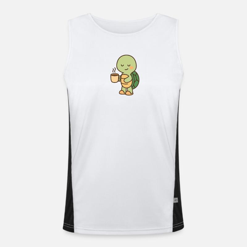 Turtle with a cup of coffee (left) Men's Functional Contrast Tank Top 