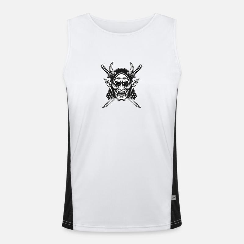 Dämonenkopf und Schwerter Logo Funktionelles Kontrast-Tank Top für Männer 