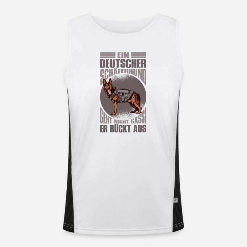 Schäferhund Geschenke Hund Herrchen Gassi - Funktionelles Kontrast-Tank Top für Männer  - Weiß/Schwarz