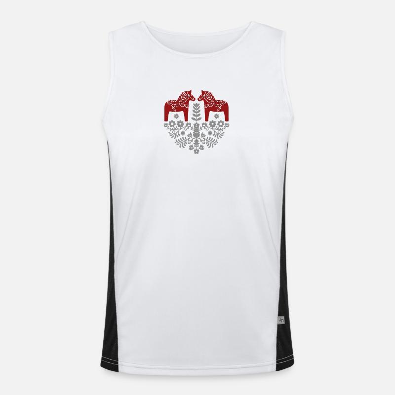 Dala Pferd – Skandinavische Folklore in Grau Funktionelles Kontrast-Tank Top für Männer 