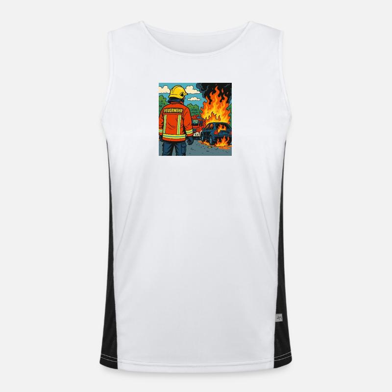Brandbekämpfer Cartoon Einsatz Funktionelles Kontrast-Tank Top für Männer 