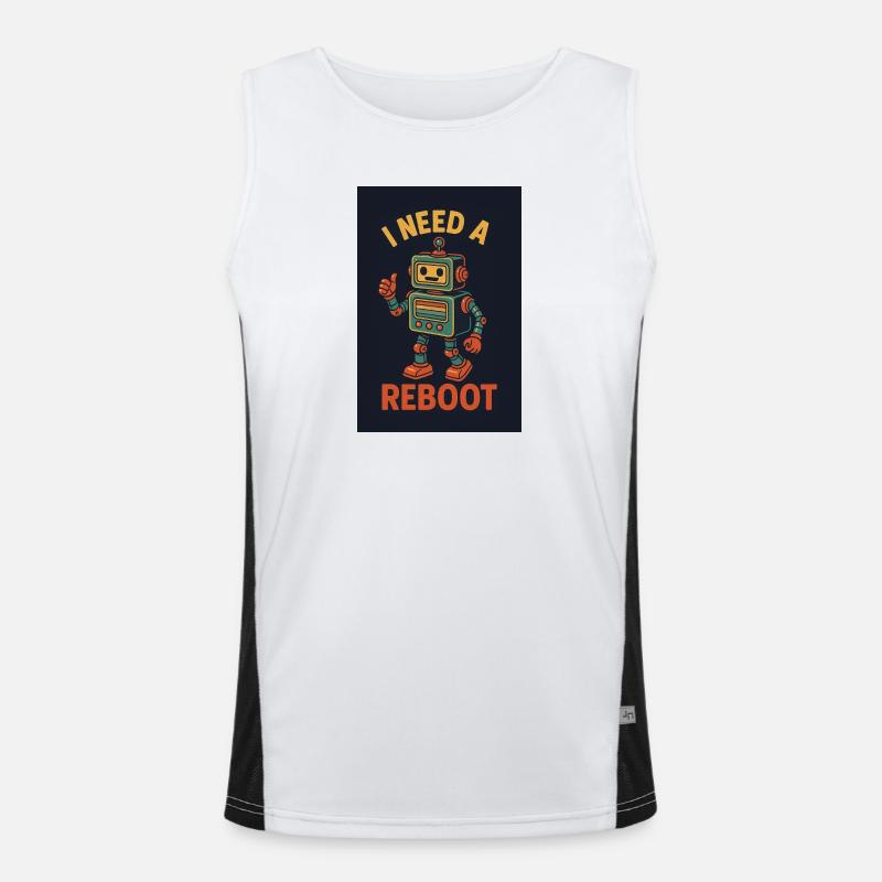 Reboot retro KI Roboter Funktionelles Kontrast-Tank Top für Männer 