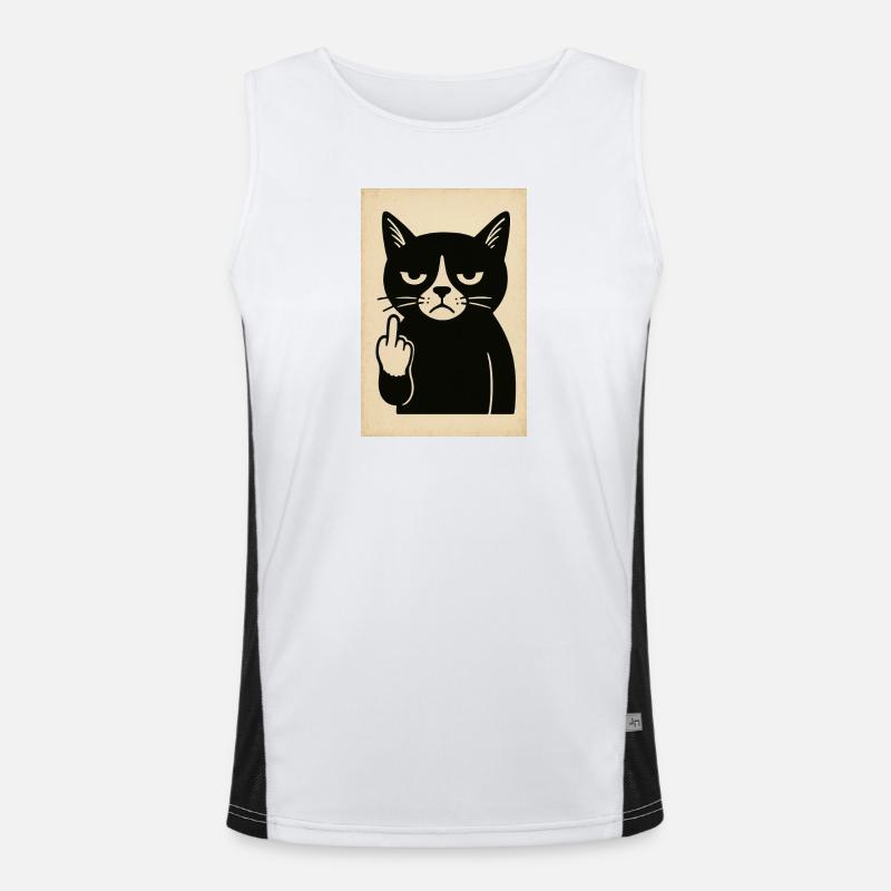 Grumpy Kitten - Men's Functional Contrast Tank Top  - white/black