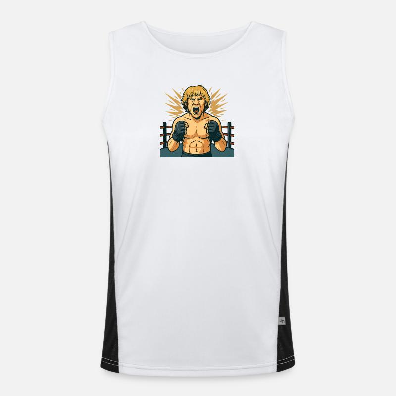 Kämpferischer Boxheld Comicstil Funktionelles Kontrast-Tank Top für Männer 