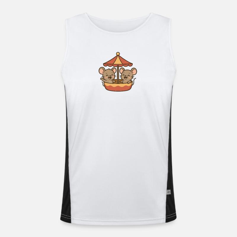 Zwei kleine Mäuse auf dem Karussell Funktionelles Kontrast-Tank Top für Männer 
