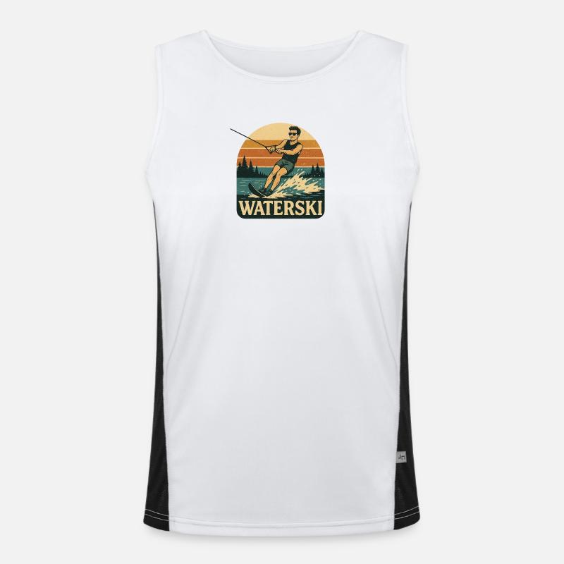Water Ski Adventure Illustration Men's Functional Contrast Tank Top 