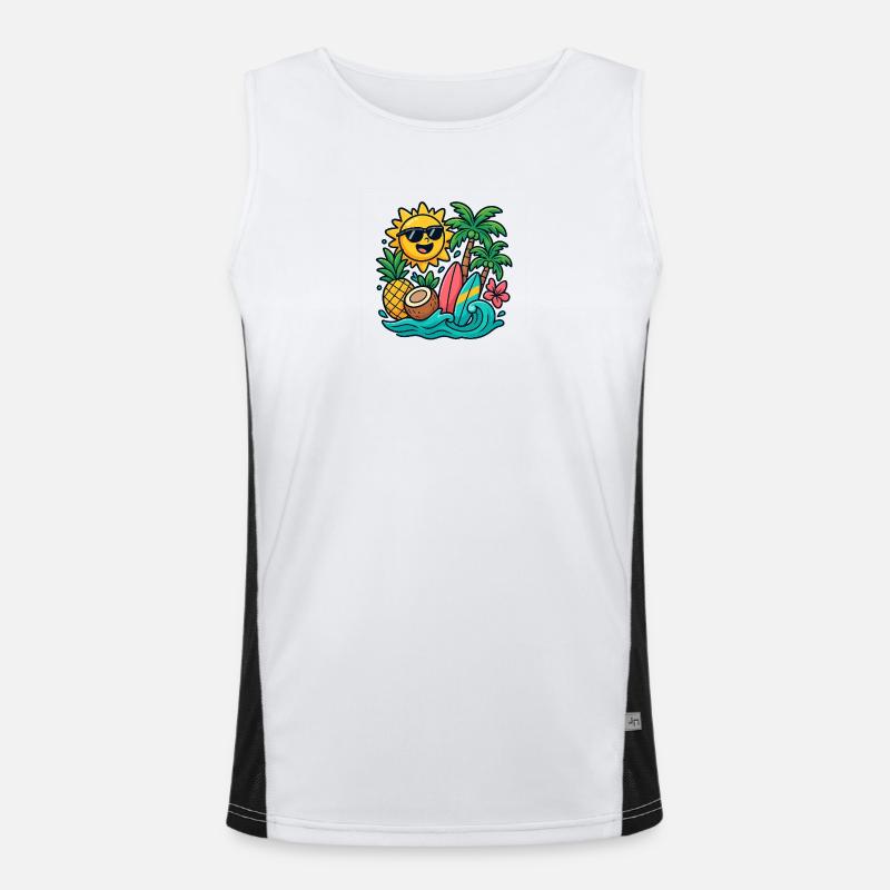 Sunny Beach Paradise Surf Design Débardeur respirant contrasté Homme 