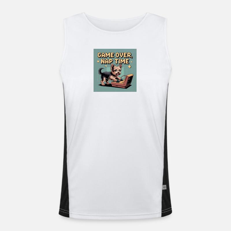 Dog and Console: Virtual Gameplay Men's Functional Contrast Tank Top 