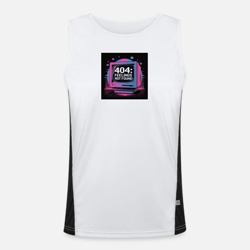 Retro Tech 404 Gefühle nicht gefunden Design Funktionelles Kontrast-Tank Top für Männer 