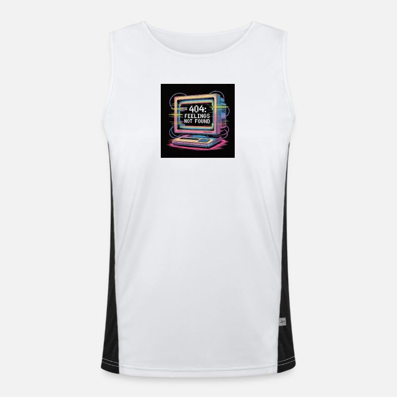 Retro Computer 404 No Feeling - Men's Functional Contrast Tank Top  - white/black