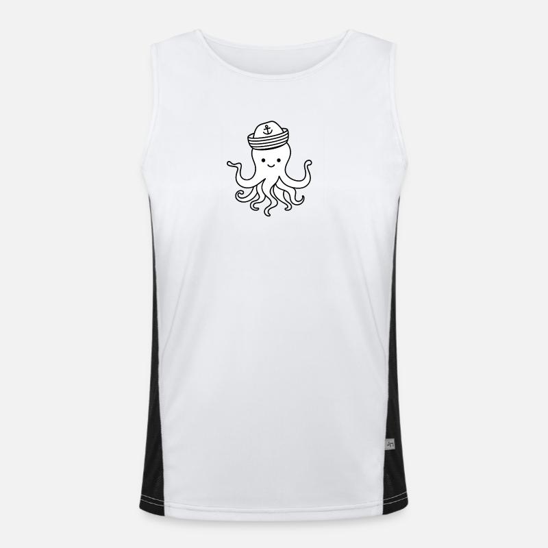 Cute Octopus with Anchor Hat Men's Functional Contrast Tank Top 