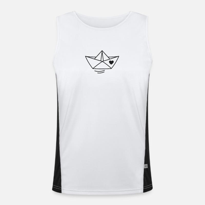 Herz Papierboot Illustration Funktionelles Kontrast-Tank Top für Männer 