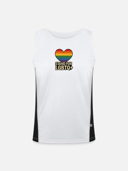 Pride Heart LGBT Support Design - Men's Functional Contrast Tank Top  - white/black
