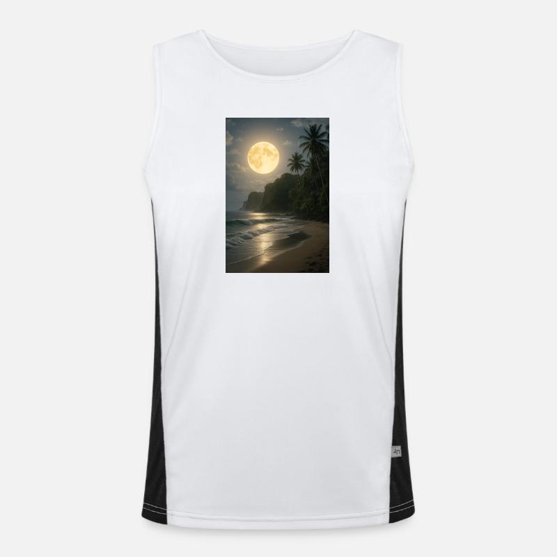 Clair de lune sur la plage tropicale Débardeur respirant contrasté Homme 