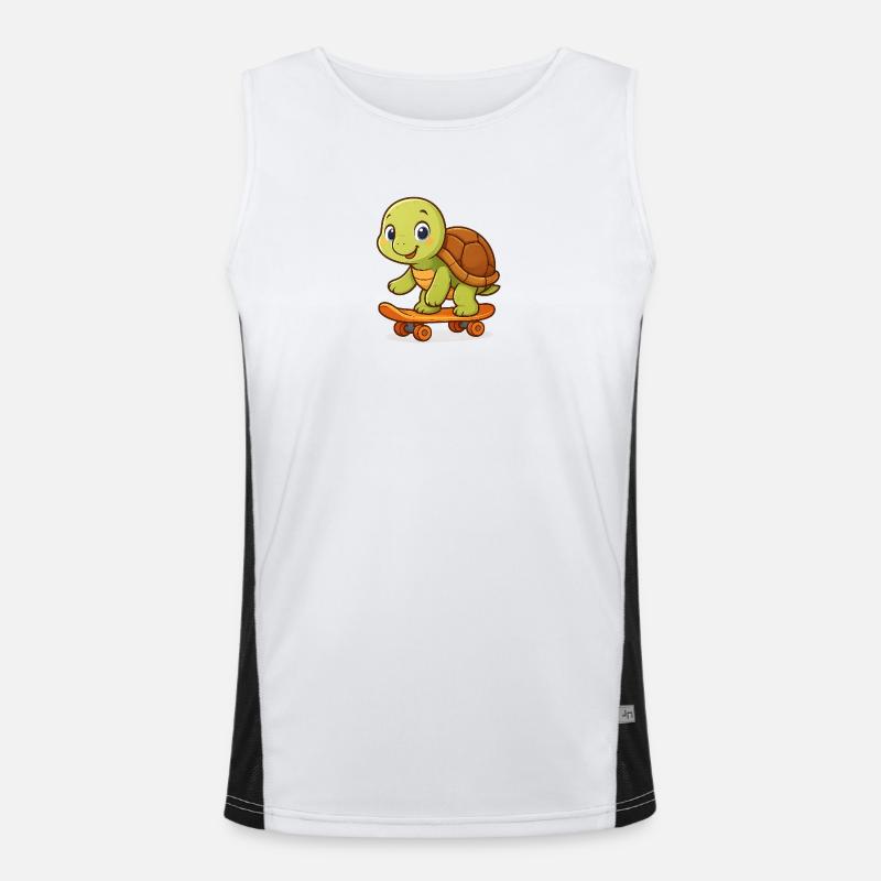 Cute turtle on skateboard Men's Functional Contrast Tank Top 