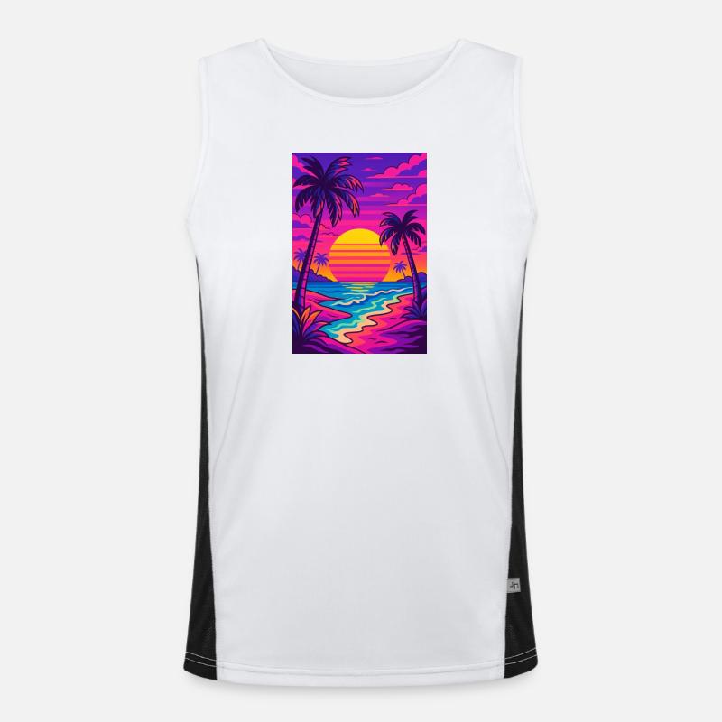 rétro-années 80-néon-plage-synthwave-art Débardeur respirant contrasté Homme 