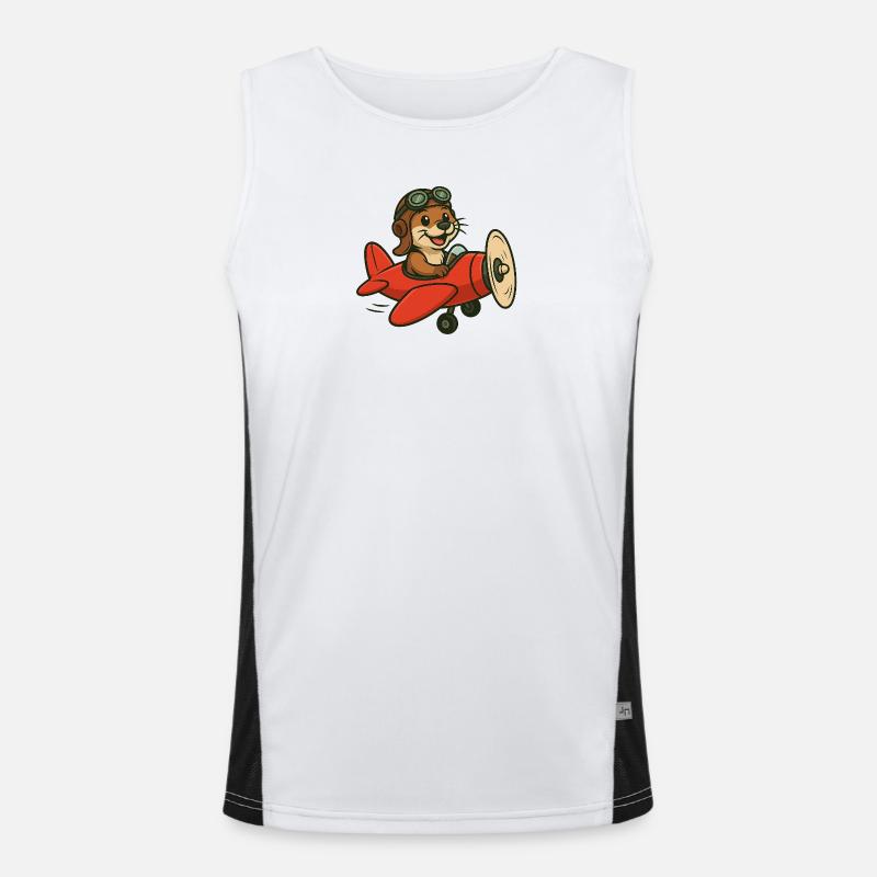 Adventurous otter on the plane Men's Functional Contrast Tank Top 