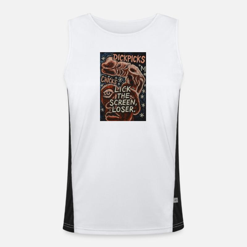 Provocative artistic graphics with witty text Men's Functional Contrast Tank Top 