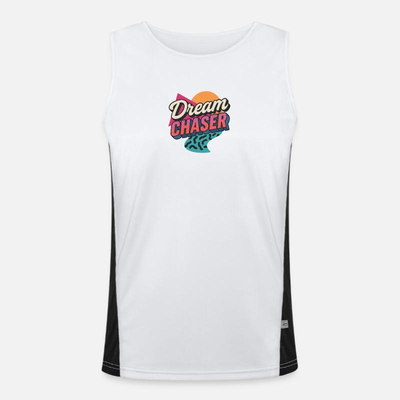 Retro 80s Inspired Dream Chaser Design Men's Functional Contrast Tank Top 