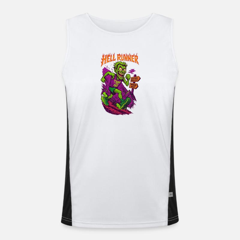 HELL RUNNER - Men's Functional Contrast Tank Top  - white/black