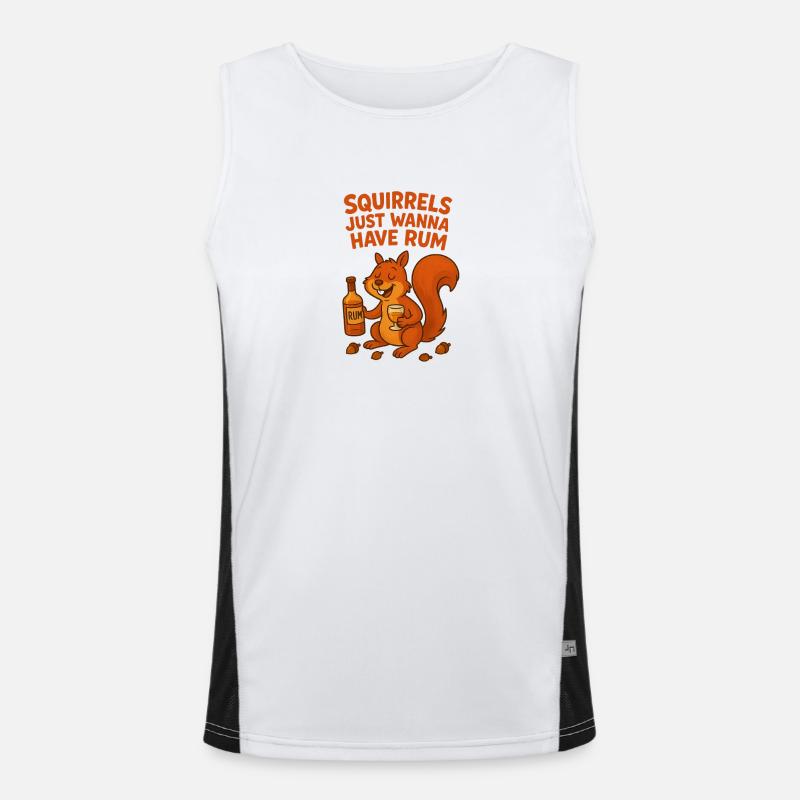 Squirrel with Rum and Humor - Men's Functional Contrast Tank Top - white/black