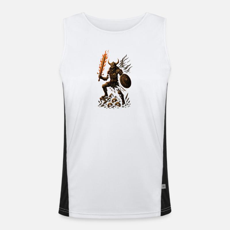 Dämonischer Krieger mit Feuer-Dolch Funktionelles Kontrast-Tank Top für Männer 