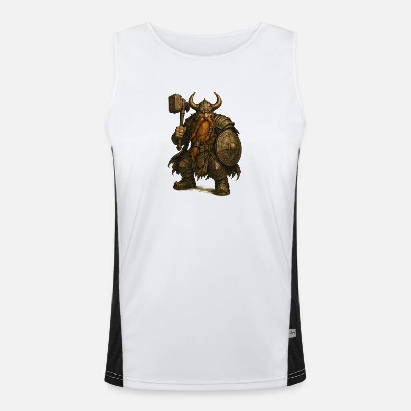 Zwerg mit Helm und Hammer Funktionelles Kontrast-Tank Top für Männer 
