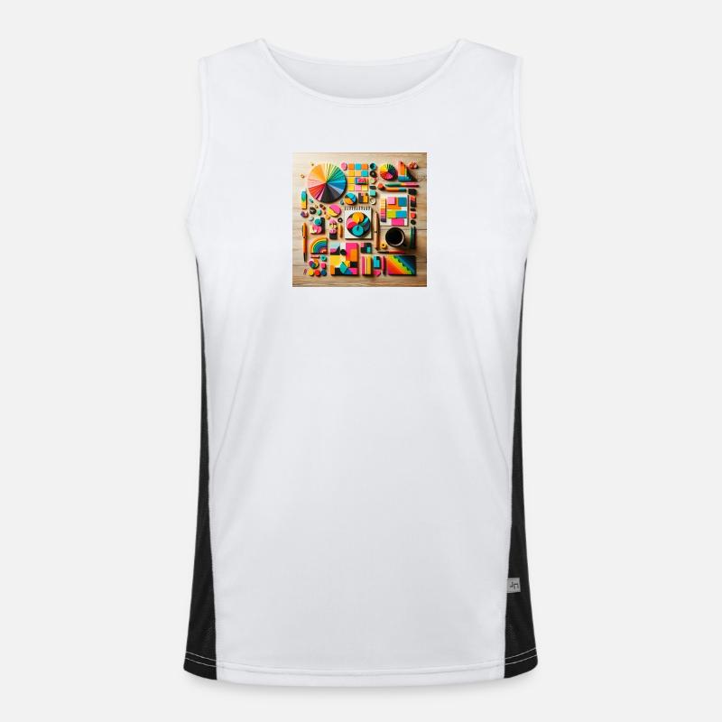 Composition abstraite de formes colorées Débardeur respirant contrasté Homme 