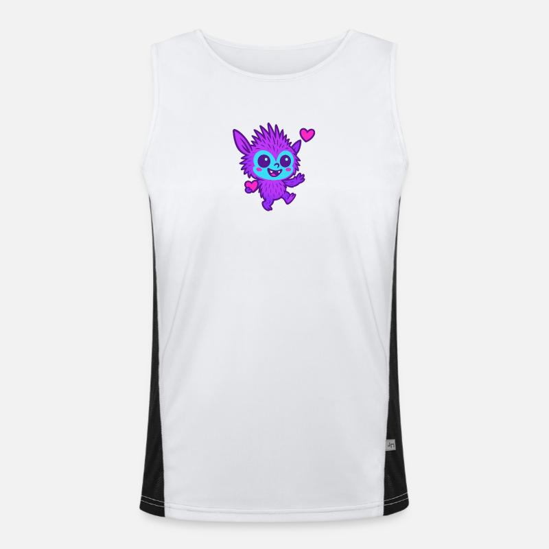 Buntes Fantasy-Wesen mit Herz – Süß & Frech Cartoo Funktionelles Kontrast-Tank Top für Männer