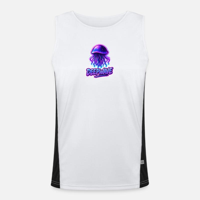 Neon Qualle Deepwave Design Funktionelles Kontrast-Tank Top für Männer 
