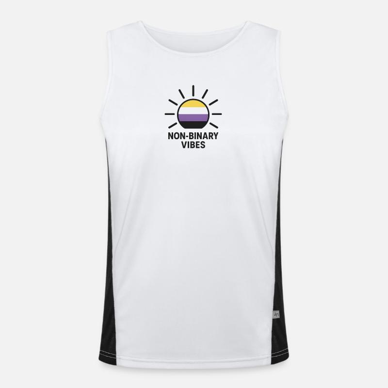 Non-Binary Vibes Sun Logo - Men's Functional Contrast Tank Top  - white/black