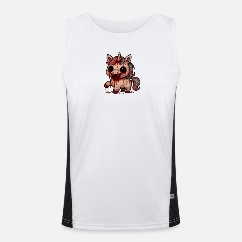 Blutiges Horror-Einhorn Funktionelles Kontrast-Tank Top für Männer 