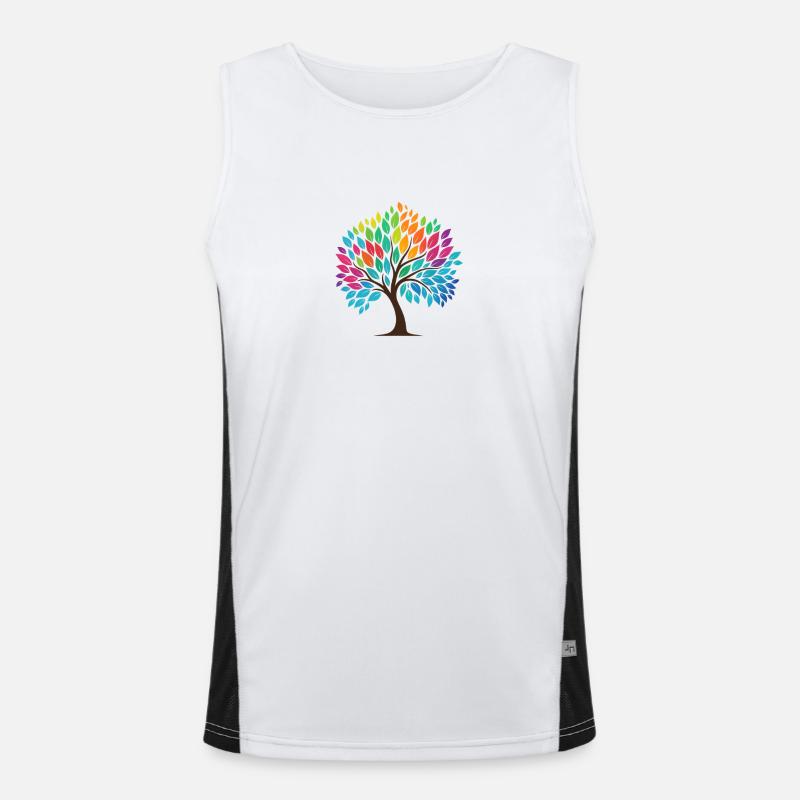 Lebensbaum im Regenbogendesign Funktionelles Kontrast-Tank Top für Männer 