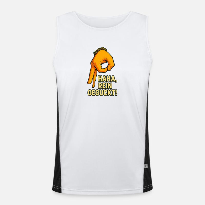 Witziges Hand-Motiv mit Spruch Funktionelles Kontrast-Tank Top für Männer 