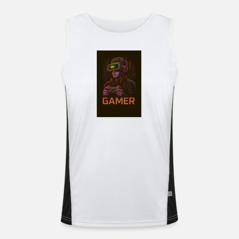 Neon Gamer Virtual Reality Bild Funktionelles Kontrast-Tank Top für Männer 
